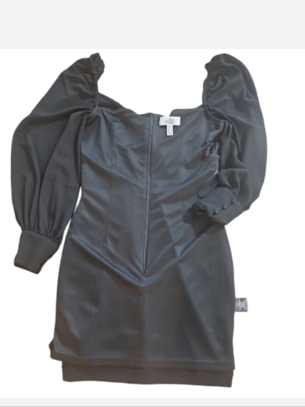 Belle Badgley Mischka Dalia Black Ruched Bodycon Mini Dress Size 8 NWT - Picture 6 of 12